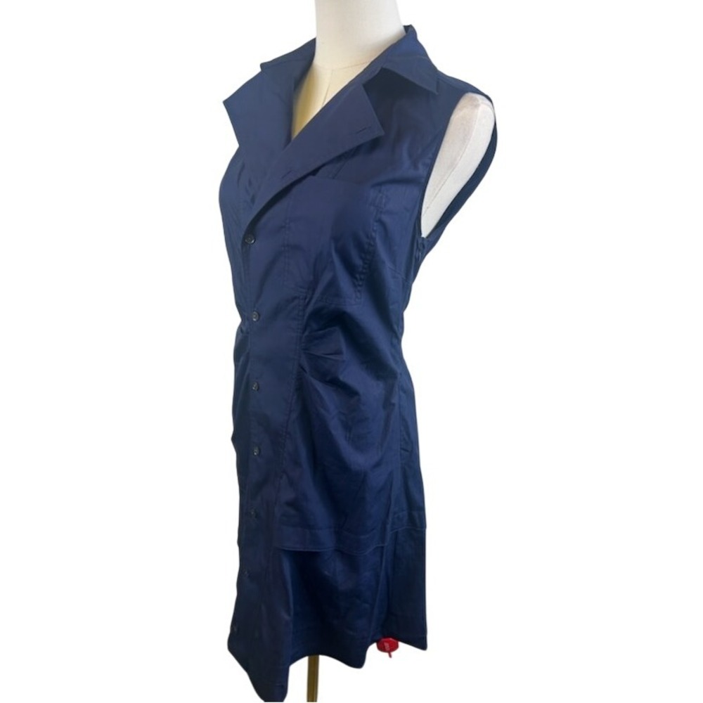 New Derek Lam 10 Crosby Navy Blue‎ Sleeveless Cotton Shirt Dress Women's Size 4